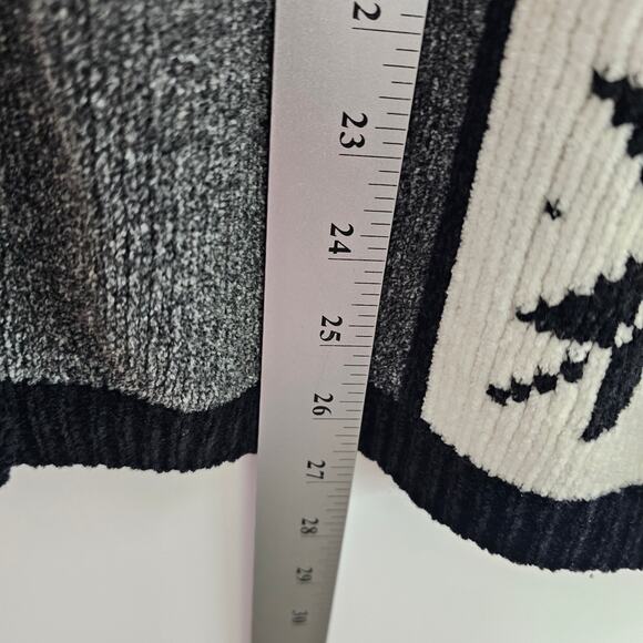 Vintage Christmas Cardigan Womens Sz Large Blk Snowflake Cottage Retro Patchwork - Picture 6 of 9